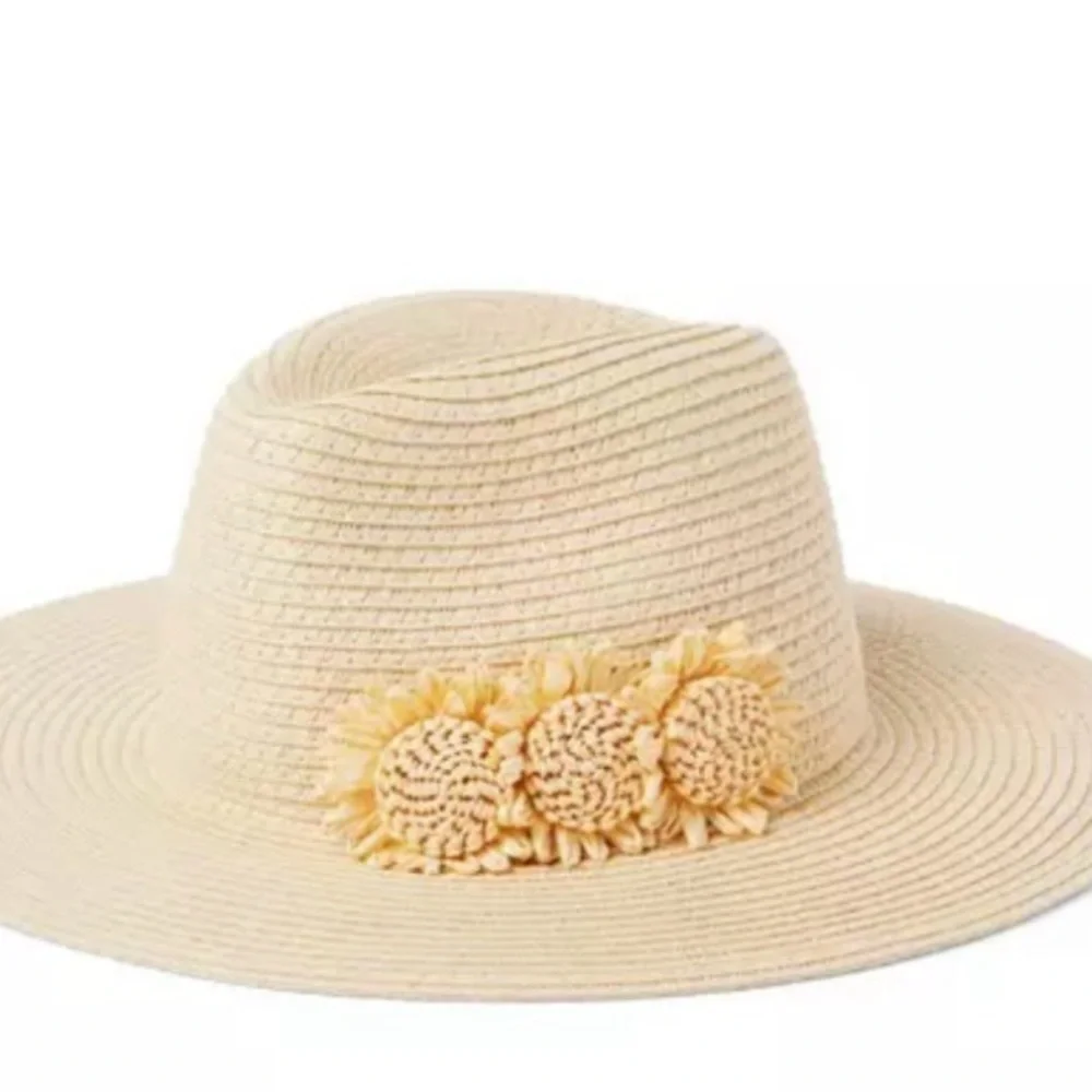 Janie and Jack Baby Girl Natural Flower Straw  Hat Sz 6 to 12 Months